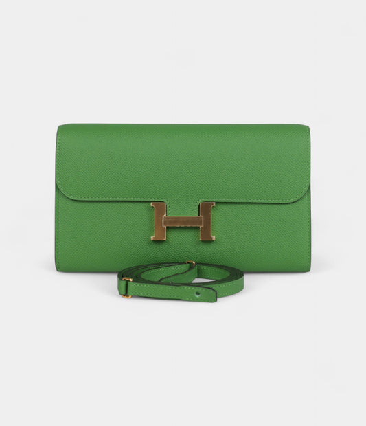 Hermès Constance Wallet To Go Vert Yucca Epsom Gold Hardware