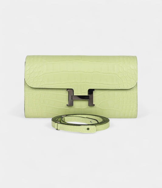 Hermès Constance Wallet To Go Yellow Bud Matte Alligator with Palladium Hardware
