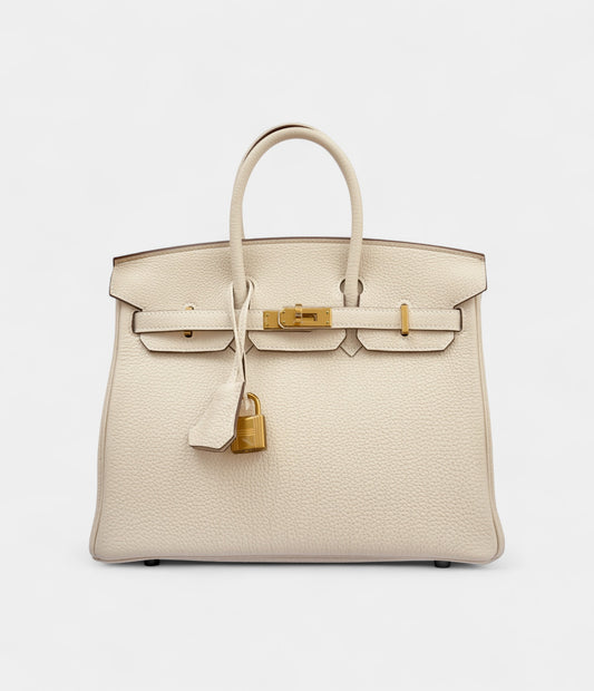 Hermès Craie Togo Birkin 25 Gold Hardware
