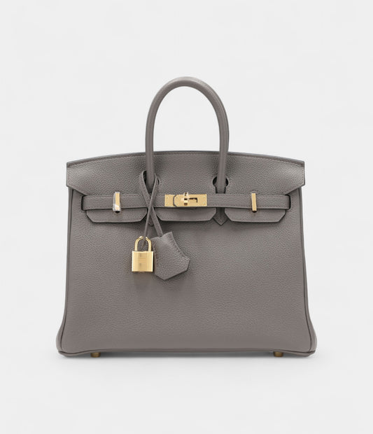 Hermès Etain Togo Birkin 25 Gold Hardware