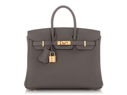 Hermès Etain Togo Birkin 25 Gold Hardware