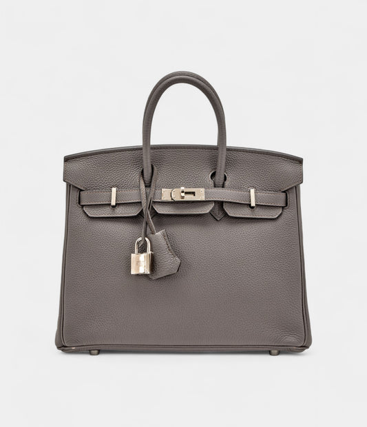Hermès Etain Togo Birkin 25 Palladium Hardware