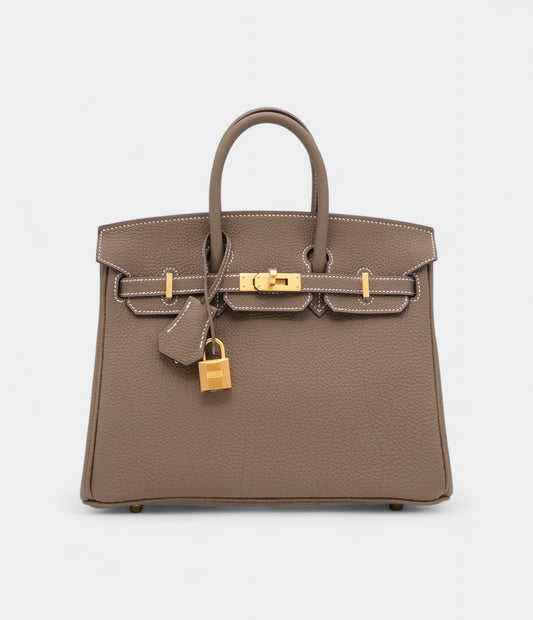 Hermès Etoupe Togo Birkin 25 Brushed Gold Hardware