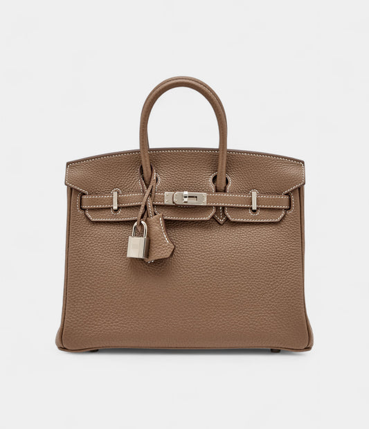 Hermès Etoupe Togo Birkin 25 Palladium Hardware