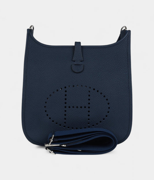 Hermès Evelyne III PM Bleu De Prusse Clemence Palladium Hardware