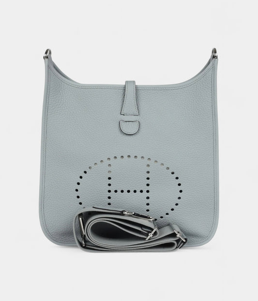 Hermès Evelyne III PM Bleu Glacier Clemence Palladium Hardware
