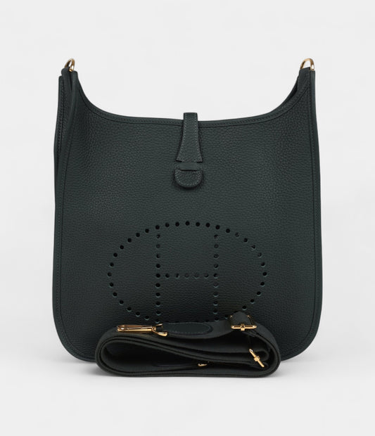 Hermès Evelyne III PM Vert Fonce Clemence Gold Hardware