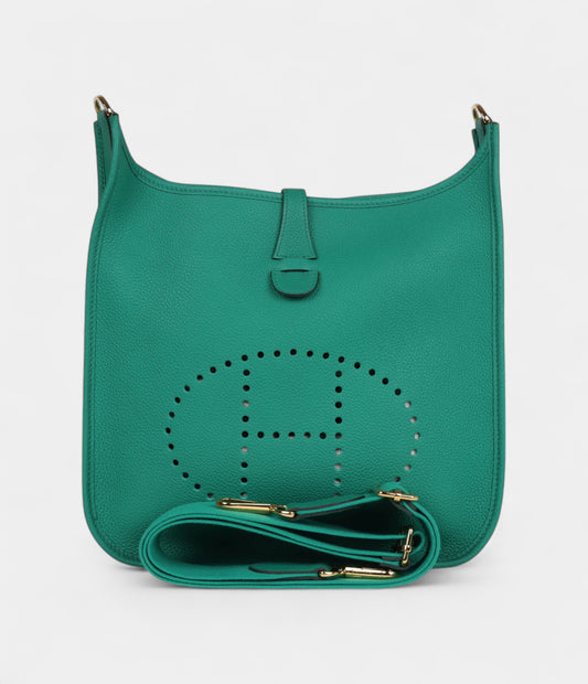 Hermès Evelyne III PM Vert Jade Clemence Gold Hardware