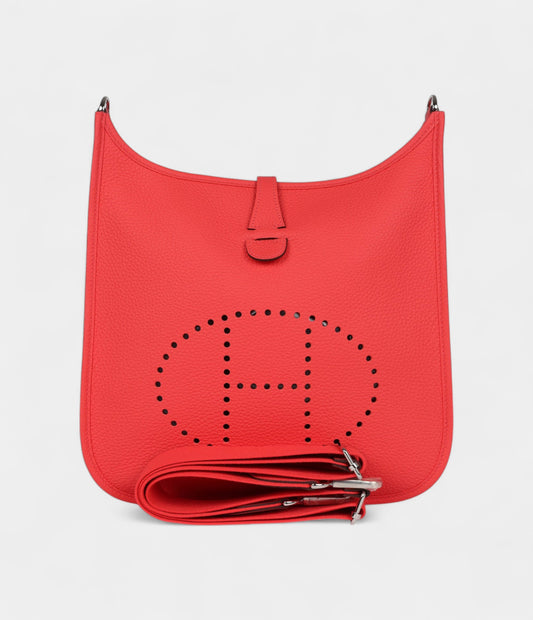 Hermès Evelyne Rose Texas Clemence Palladium Hardware