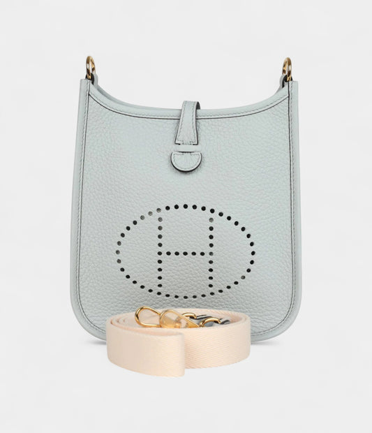 Hermès Evelyne TPM Bleu Pale Clemence Palladium Hardware