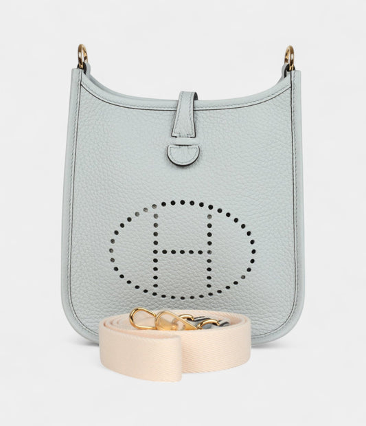 Hermès Evelyne TPM Pale Blue Clemence Palladium Hardware