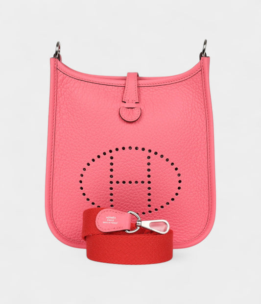 Hermès Evelyne TPM Rose Azalee Clemence Palladium Hardware