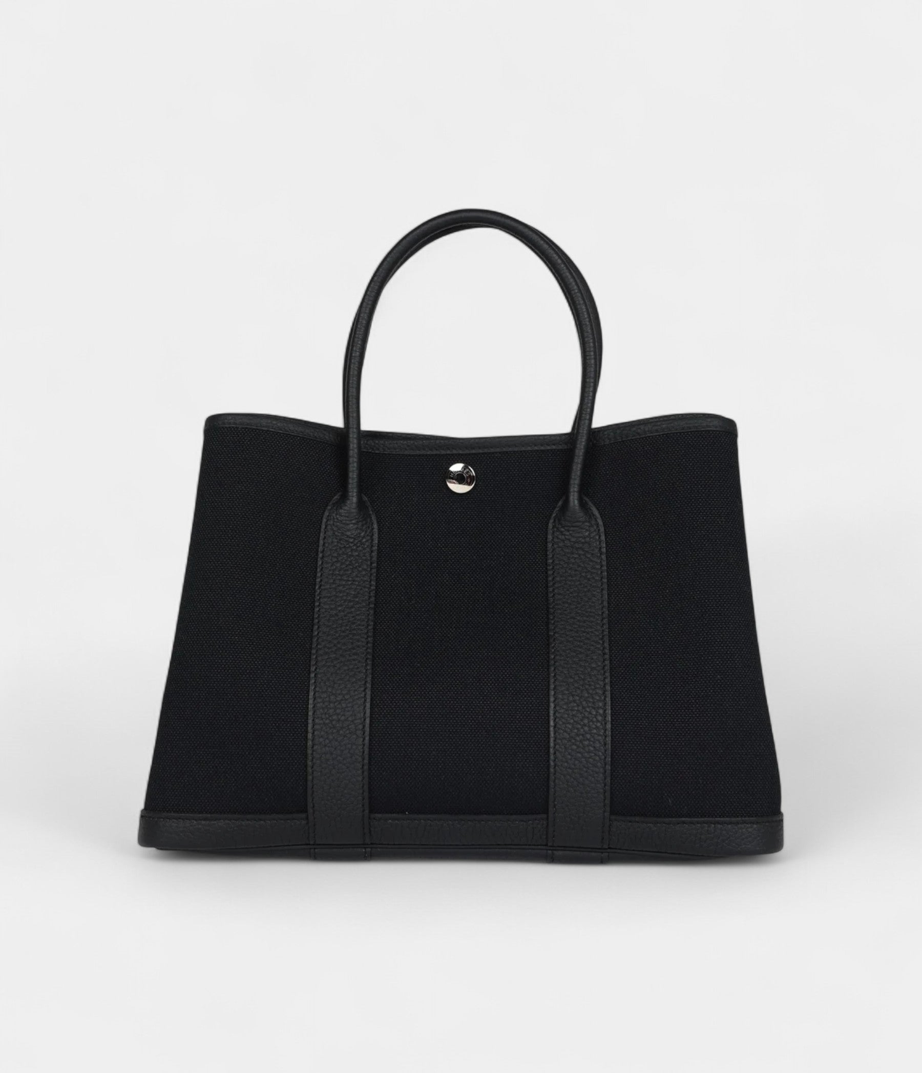 Hermès Garden Party 30 Black Toile and Negonda Palladium Hardware