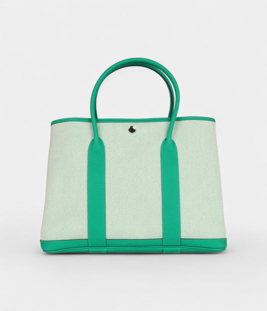 Hermès Garden Party 36 Menthe Toile H and Negonda Palladium Hardware