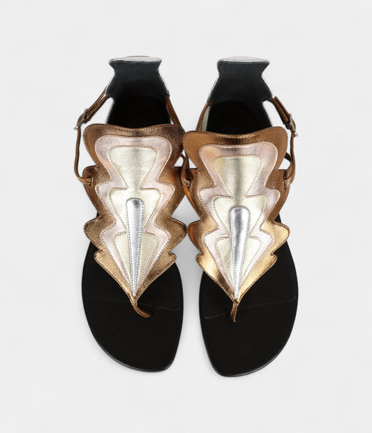 Hermès Garden Sandals Metallic Palladium Hardware 37