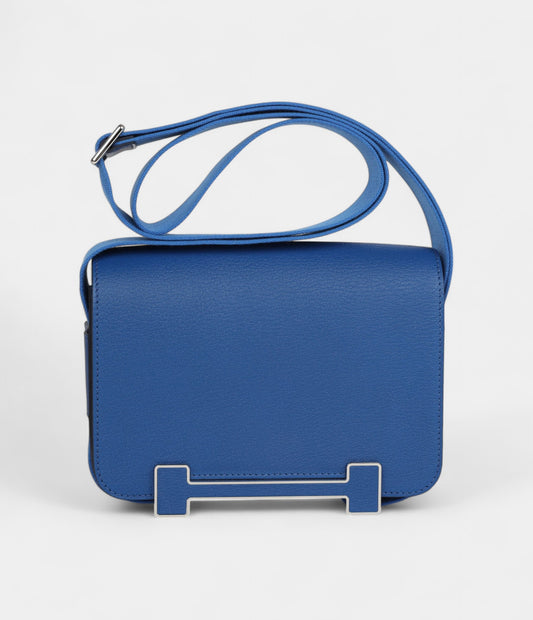 Hermès Geta Bag Bleu France Chevre Palladium Hardware
