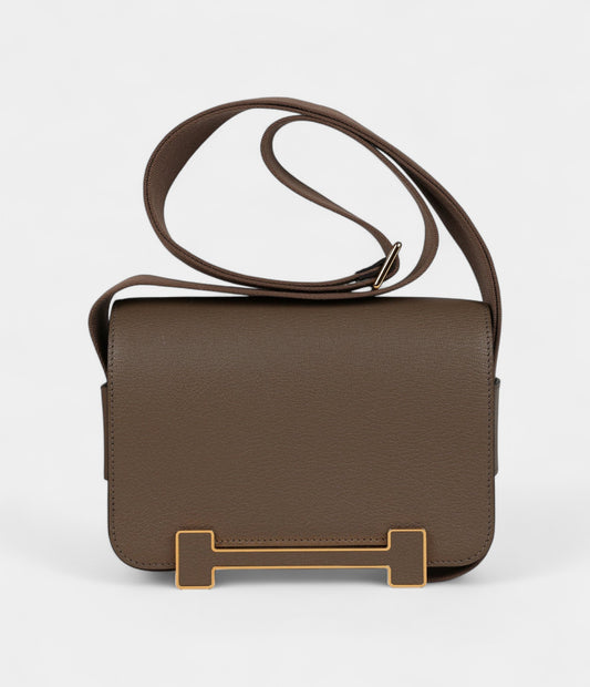 Hermès Geta Etoupe Chevre Mysore Gold Hardware