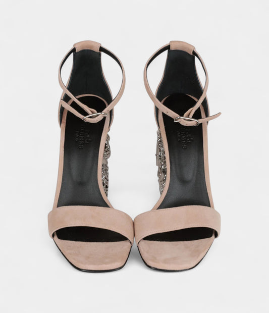 Hermès Glam 105 Sandals Beige Suede 38