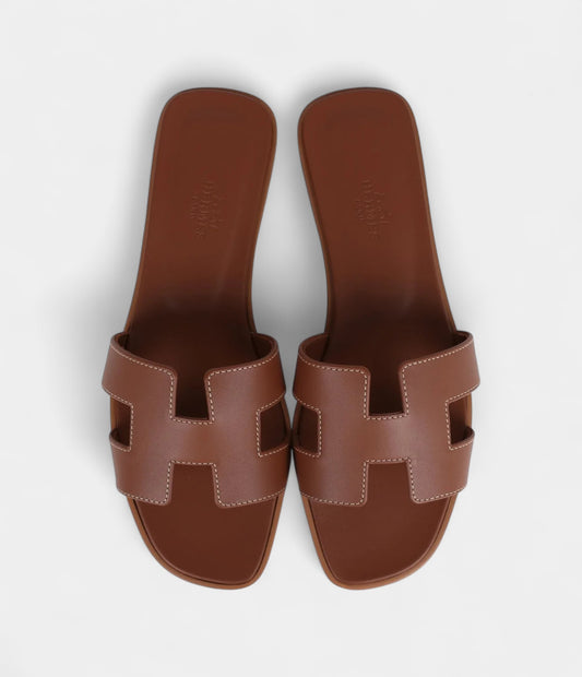 Hermès Oran Sandals Gold Box Calfskin 37.5 EU