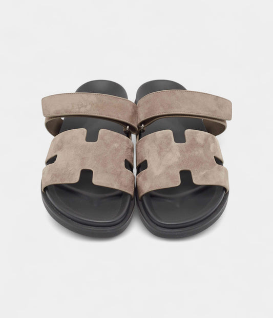 Hermes Grey Suede Chypre Sandals 42.5 EU