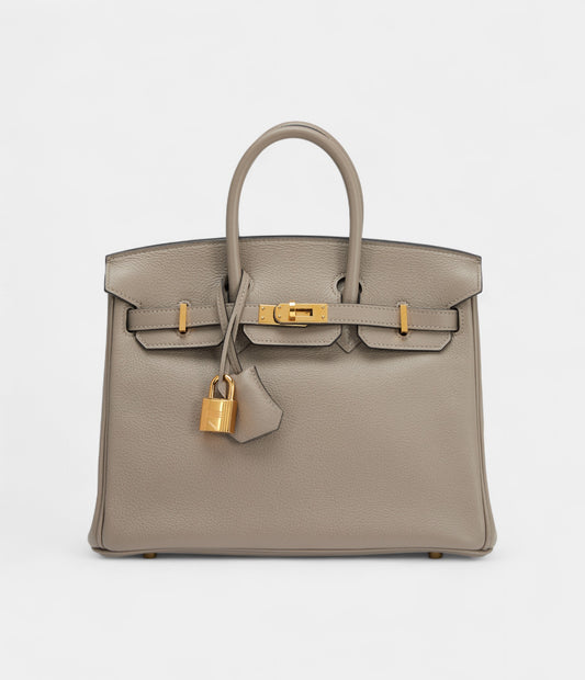 Hermès Gris Asphalt Novillo Birkin 25 Gold Hardware