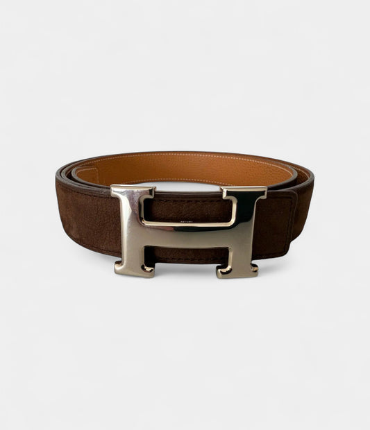 Hermès H Brown Leather Belt Classic Elegance with a Bold Signature