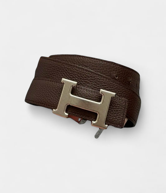 Hermès H Brown Leather Belt Classic Warmth with Iconic Style