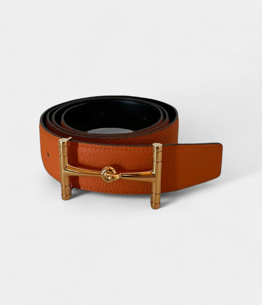 Hermès H Orange Leather Belt Bold Color, Iconic Craftsmanship