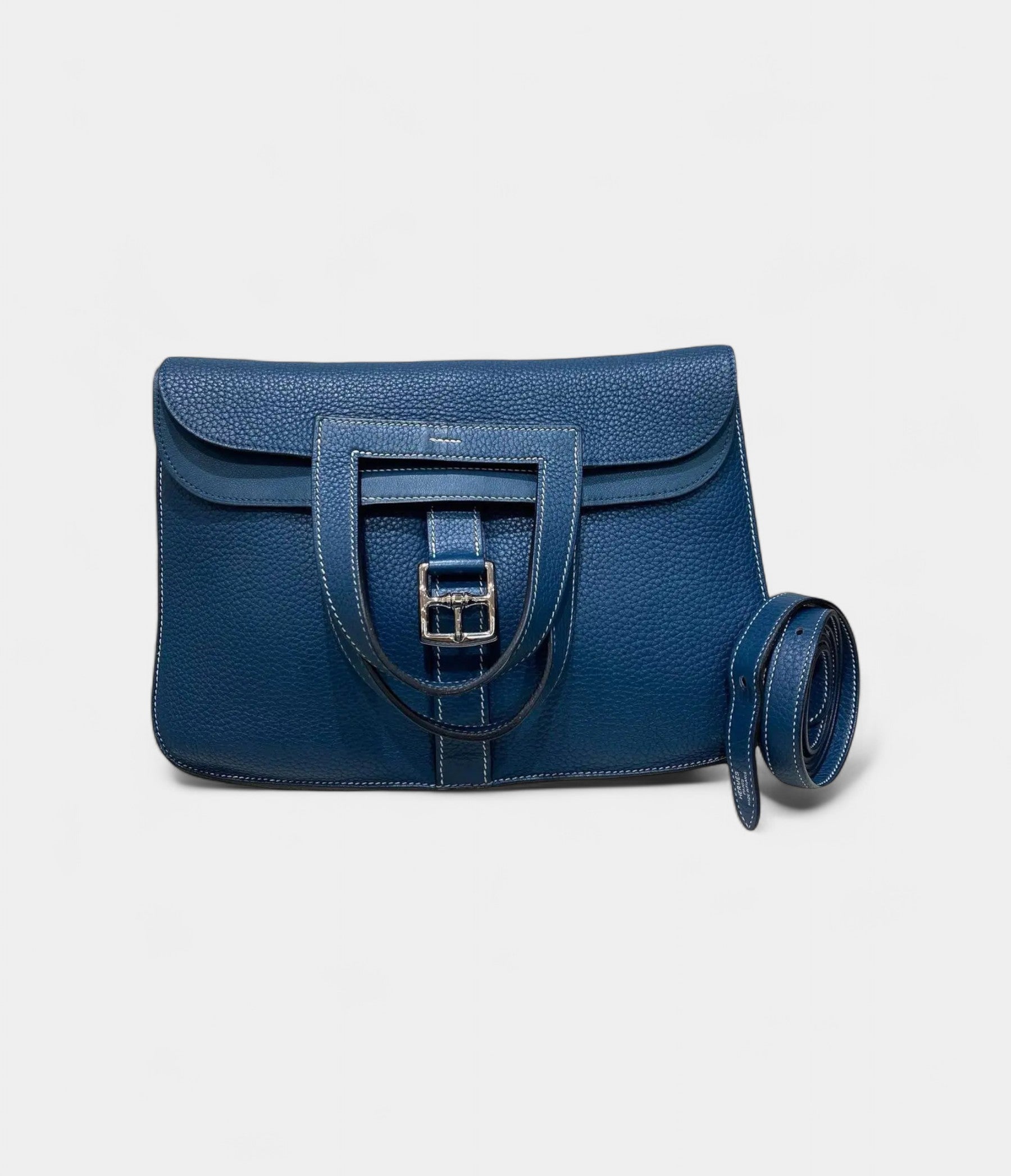 Hermès Halzan Blue Leather Handbag