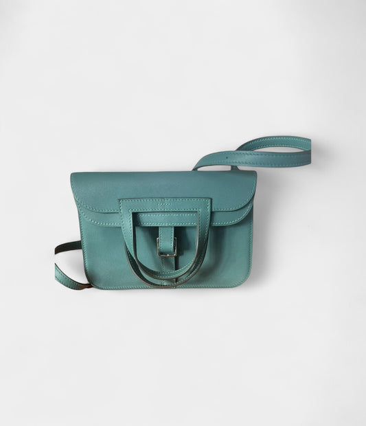 Hermès Halzan Green Leather Handbag