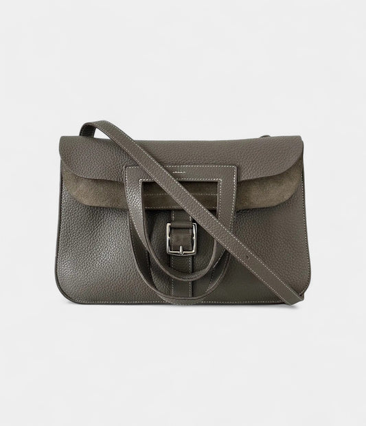 Hermès Halzan Grey Leather Handbag