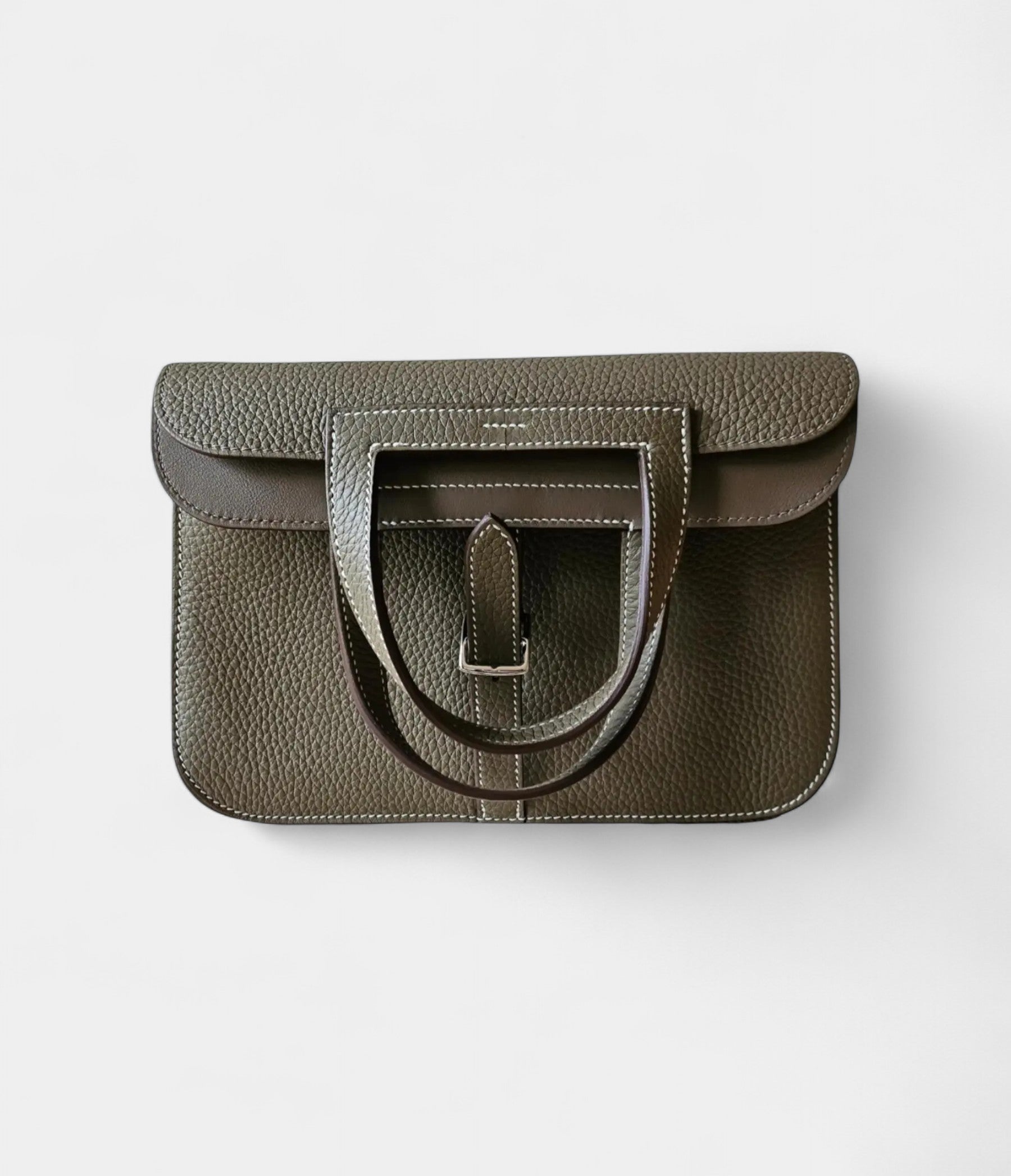 Hermès Halzan Leather Beige Handbag