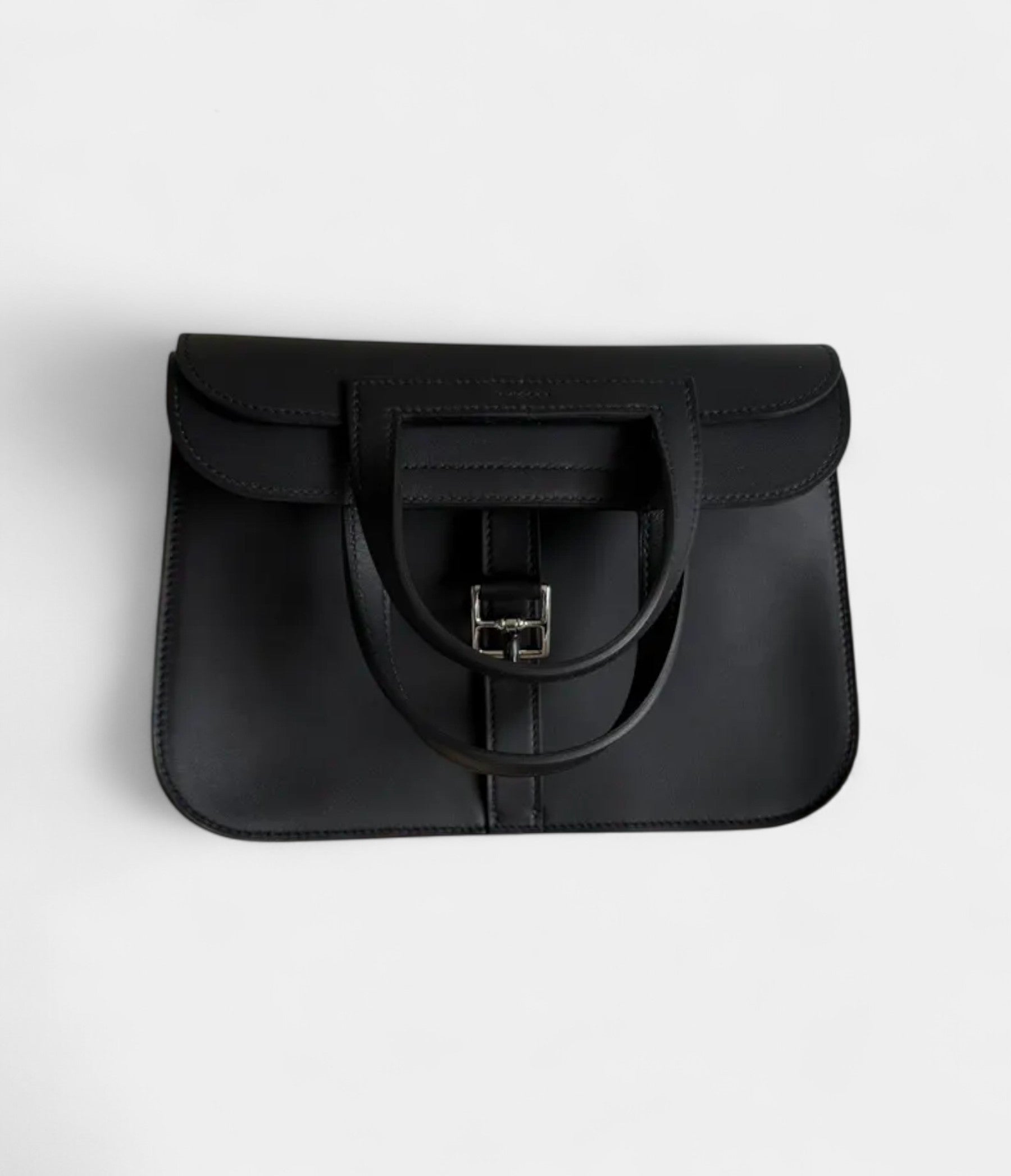 Hermès Halzan Leather Black Handbag