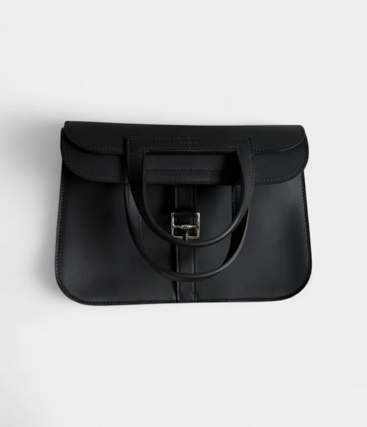 Hermès Halzan Leather Black Handbag