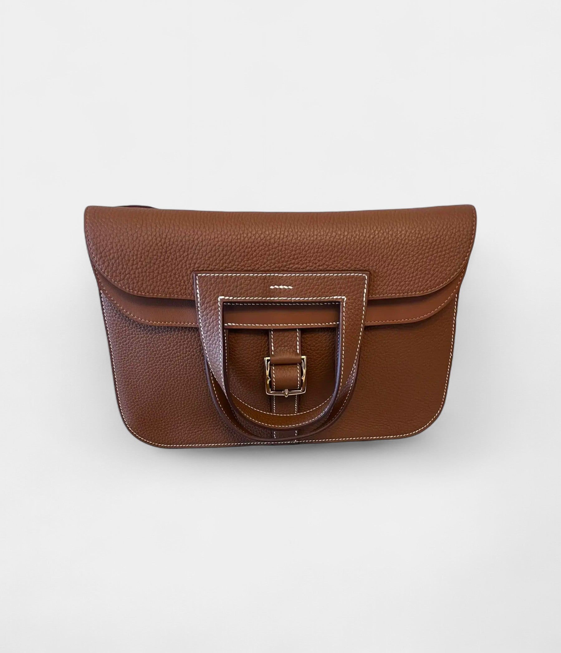 Hermès Halzan Leather Brown Handbag