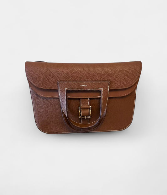 Hermès Halzan Leather Brown Handbag