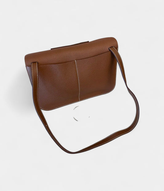 Hermès Halzan Leather Brown Handbag