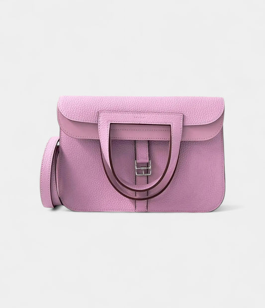 Hermès Halzan Leather Handbag Pink