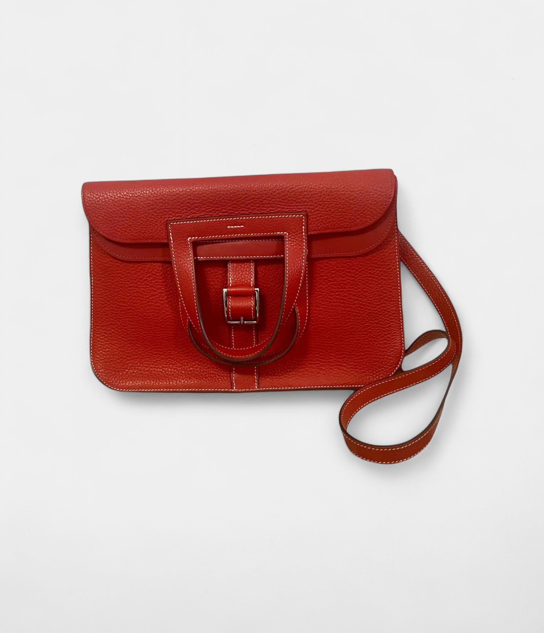 Hermès Halzan Leather Red Handbag