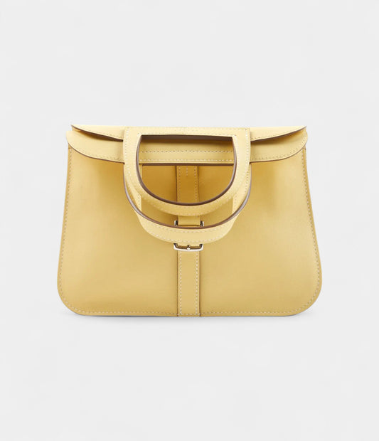 Hermès Halzan Leather Yellow Handbag