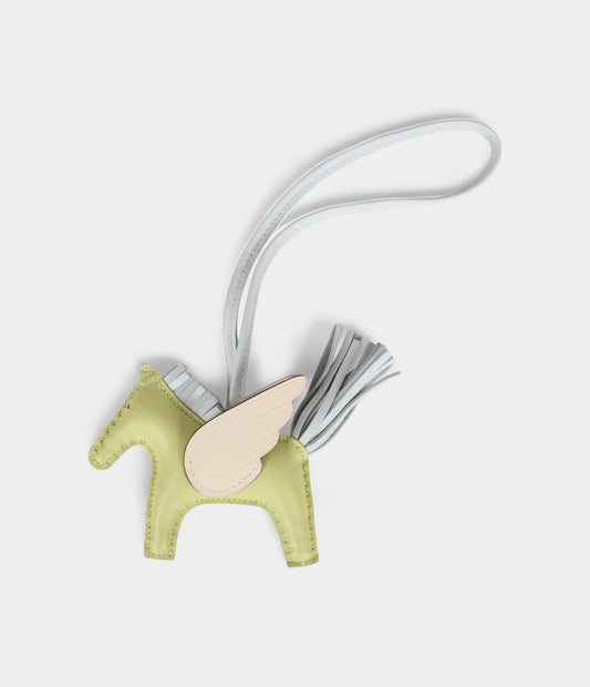 Hermès Jaune Bourgeon Bleu Brume Nata Pegasus Horse Rodeo Bag Charm PM Milo Lambskin