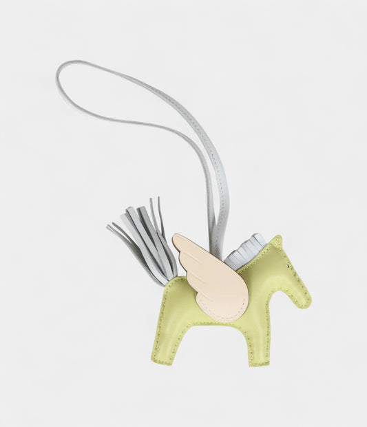 Hermès Jaune Bourgeon Bleu Brume Nata Pegasus Horse Rodeo Bag Charm PM Milo Lambskin