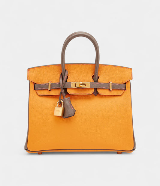 Hermès Jaune D'Or and Etain Bi-Color Epsom Birkin 25 Gold Hardware
