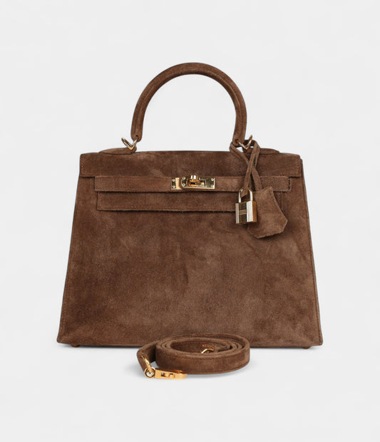 Hermes Kelly 25 Brown Doblis Gold Hardware