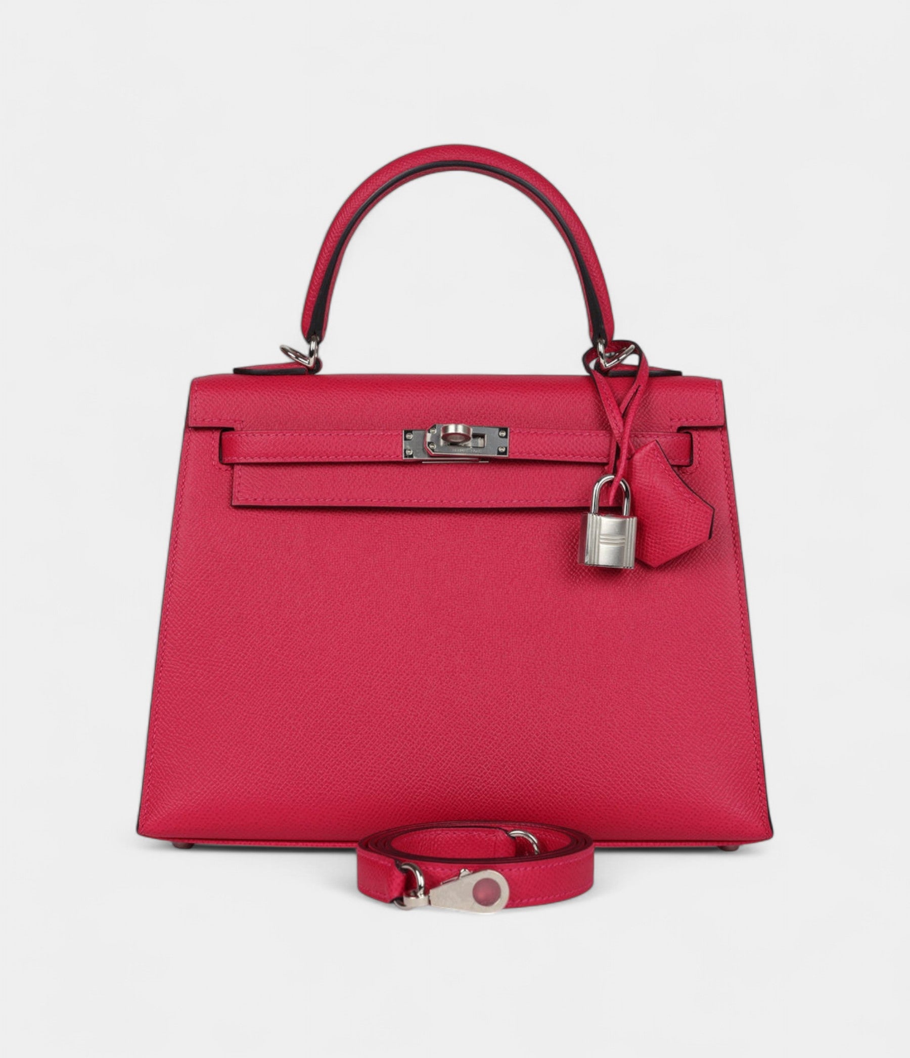 Hermes Kelly 25 Framboise Verso Epsom Palladium Hardware