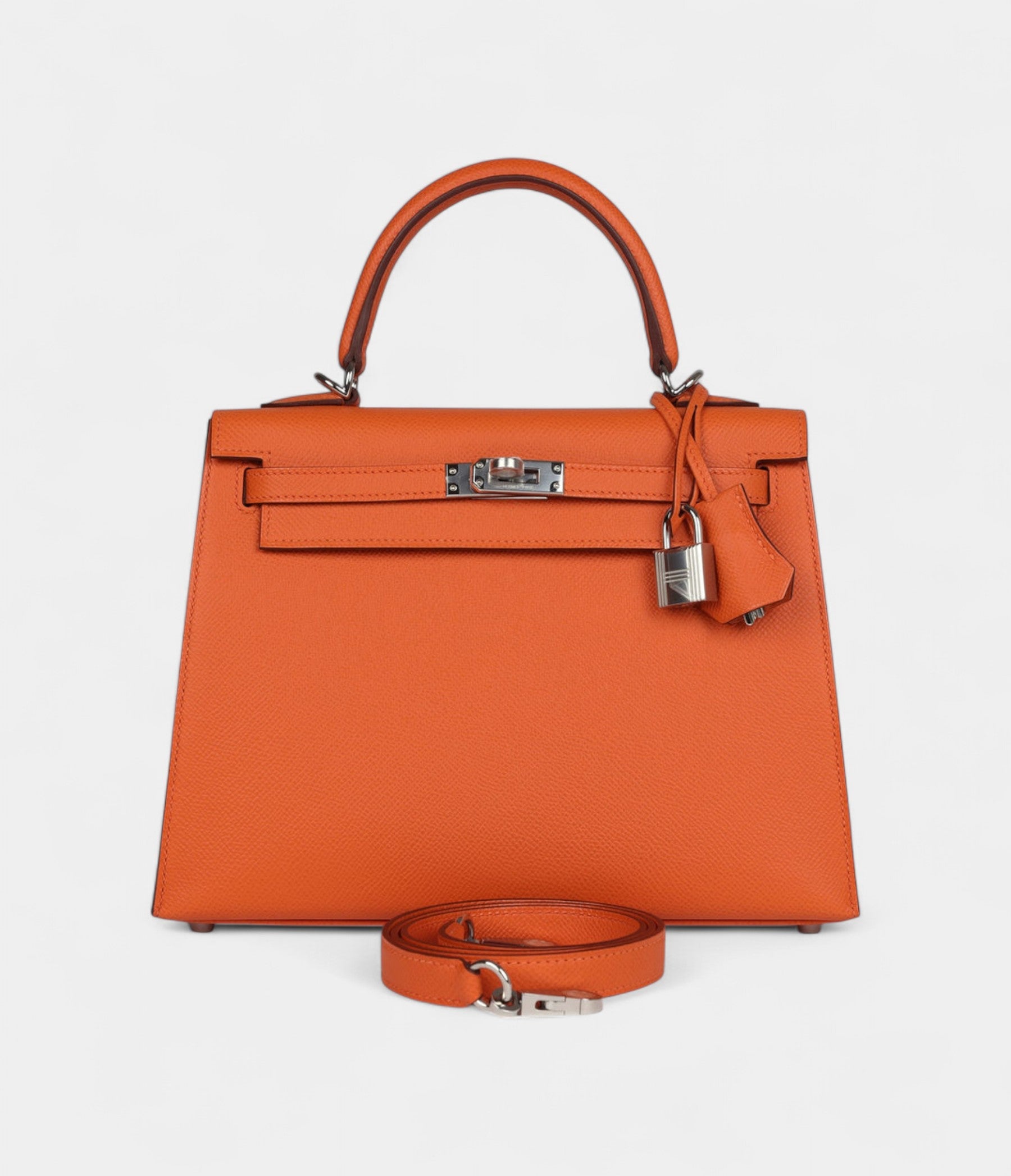 Hermes Kelly 25 Orange Epsom Palladium Hardware