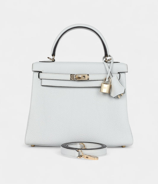 Hermes Kelly 25 Platinum Grey Togo Permabrass Hardware