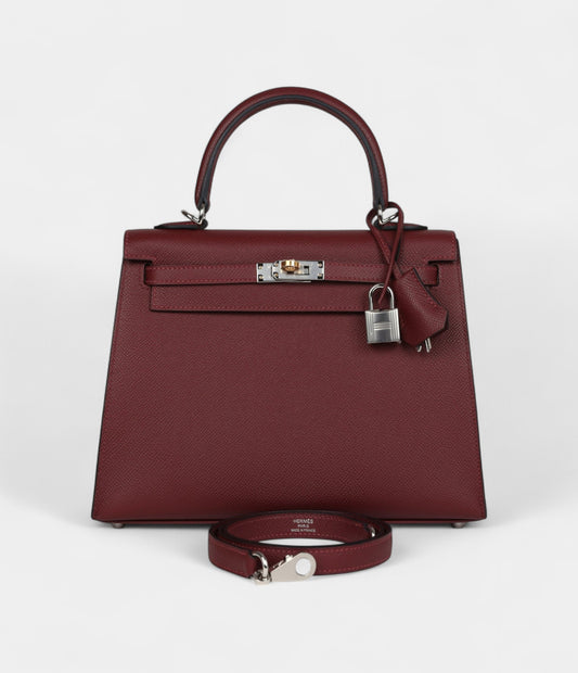 Hermes Kelly 25 Rouge H Epsom Electrum Hardware