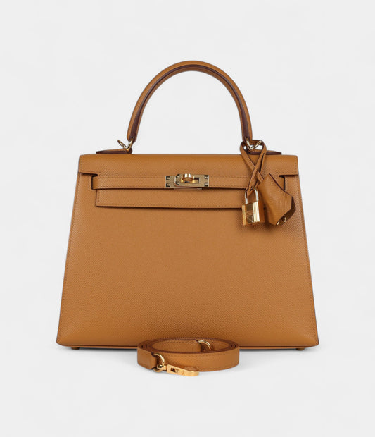 Hermes Kelly 25 Sesame Epsom Gold Hardware