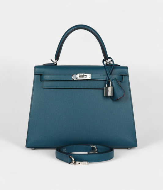 Hermes Kelly 25 Vert Bosphore Towards Madame Palladium Hardware